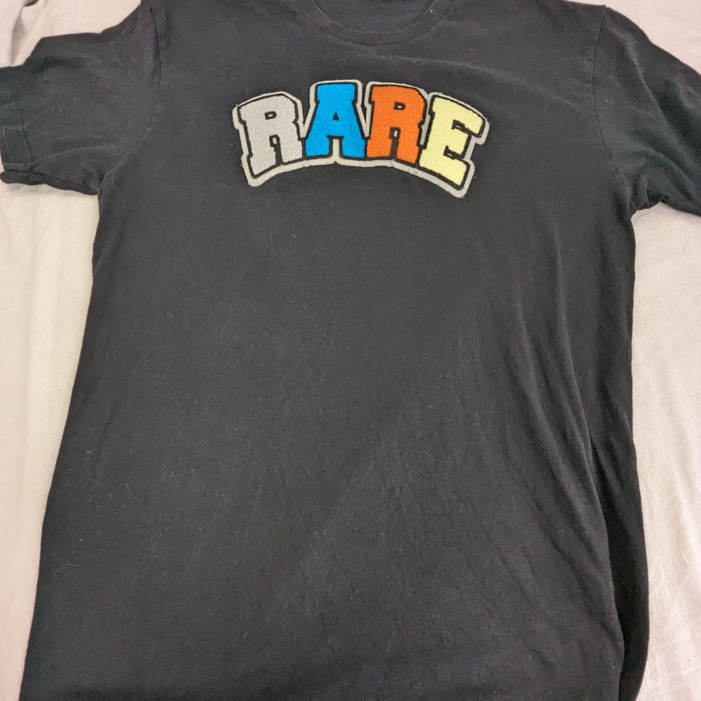 RARE Tee Black with Multicolored Lettering Medium